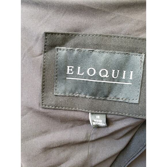 Eloquii Blazer Coat Womens Size 16 Black Notch Lapel Slit Back Double Breasted - Picture 2 of 15